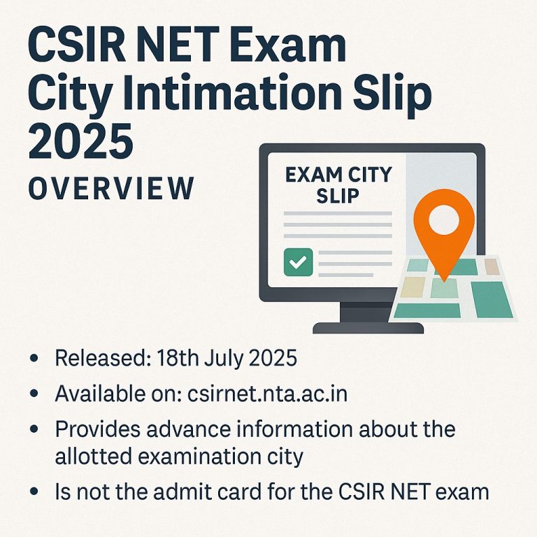 CSIR NET Exam City Intimation Slip 2025 Released, Direct Link and How ...